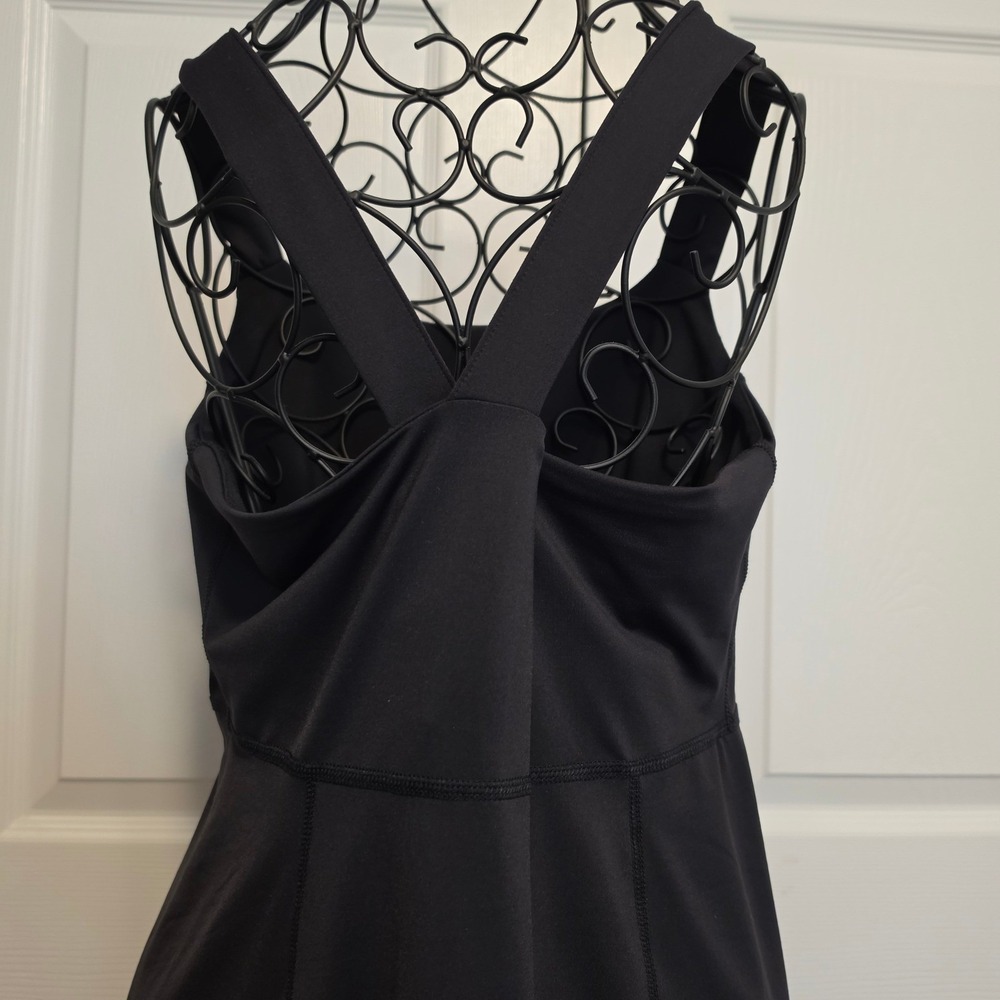 Lands' End Black Tonal Cross Back Active Dress Built-in Bra Medium 10-12 - Picture 3 of 10